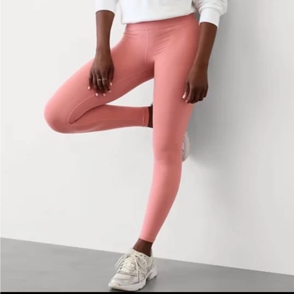 ATHLETA Elation 7/8 Tight Leggings Sz L Pink Rose SOFT Yoga ULTRA High Rise EUC